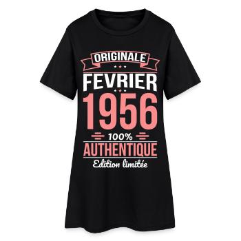 Anniversaire 70 ans - Originale - Février 1956 - Robe T-shirt Femme - noir - Devant