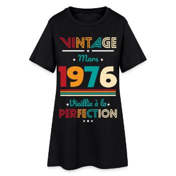 Anniversaire 50 ans - Vintage - Mars 1976 - Robe T-shirt Femme - noir - Devant