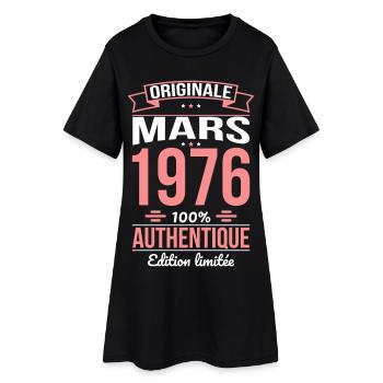 Anniversaire 50 ans - Originale - Mars 1976 - Robe T-shirt Femme - noir - Devant