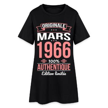 Anniversaire 60 ans - Originale - Mars 1966 - Robe T-shirt Femme - noir - Devant