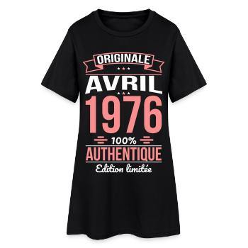 Anniversaire 50 ans - Originale - Avril 1976 - Robe T-shirt Femme - noir - Devant