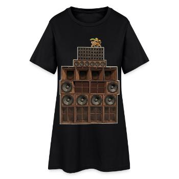 Reggae Soundsystem - Frauen T-Shirt-Kleid - Schwarz - Vorne