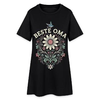 Beste Oma Blumen Geschenk für Großmutter Muttertag - Frauen T-Shirt-Kleid - Schwarz - Vorne