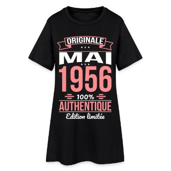 Anniversaire 70 ans - Originale - Mai 1956 - Robe T-shirt Femme - noir - Devant