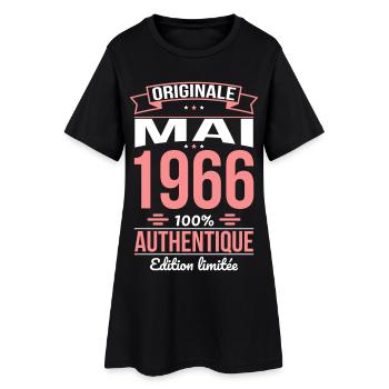 Anniversaire 60 ans - Originale - Mai 1966 - Robe T-shirt Femme - noir - Devant