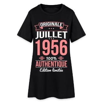 Anniversaire 70 ans - Originale - Juillet 1956 - Robe T-shirt Femme - noir - Devant