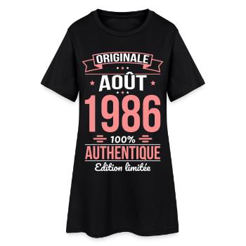 Anniversaire 40 ans - Originale - Août 1986 - Robe T-shirt Femme - noir - Devant