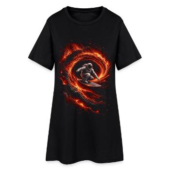 Astronaute surfeur dans vortex braise volcan - Robe T-shirt Femme - noir - Devant