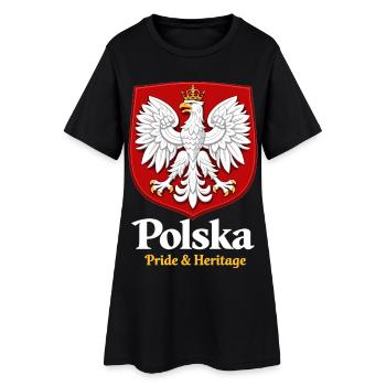 Polska Fierté & Patrimoine – T-shirt Pologne - Robe T-shirt Femme - noir - Devant