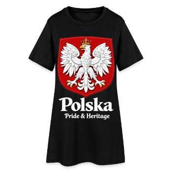 Polska Fierté & Patrimoine – T-shirt Pologne - Robe T-shirt Femme - noir - Devant