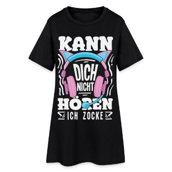 Kann Dich Nicht Hören Ich Zocke Gamer Girl - Frauen T-Shirt-Kleid - Schwarz - Vorne