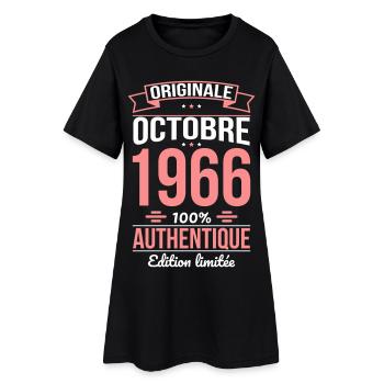 Anniversaire 60 ans - Originale - Octobre 1966 - Robe T-shirt Femme - noir - Devant
