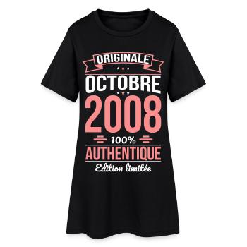 Anniversaire 18 ans - Originale - Octobre 2008 - Robe T-shirt Femme - noir - Devant