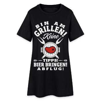 Grillmeister Geschenk Fleisch Wurst & Bier - Frauen T-Shirt-Kleid - Schwarz - Vorne