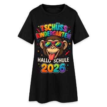 Tschüss Kindergarten Hallo Schule 2026 Schulkind - Frauen T-Shirt-Kleid - Schwarz - Vorne