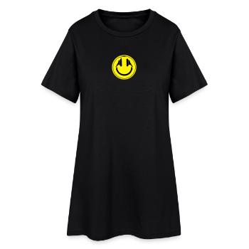 Casque smiley prise de fil - Robe T-shirt Femme - noir - Devant