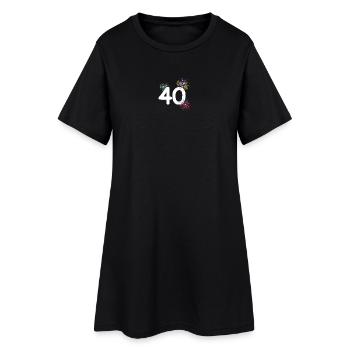 frauen apparel, 40 buntes Feuerkerk - Frauen T-Shirt-Kleid - Schwarz - Vorne