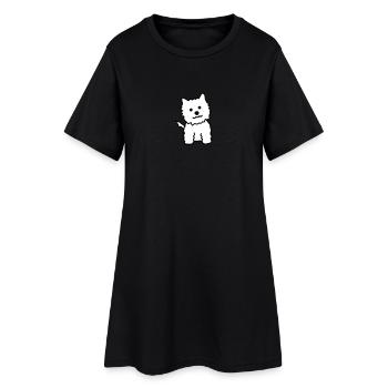 west highland white terrier - Women’s T-Shirt Dress - black - Front