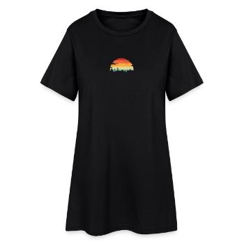 Lebendige Skyline bei Sonnenuntergang - Frauen T-Shirt-Kleid - Schwarz - Vorne
