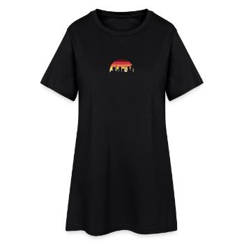 Sunset Skyline with Ferris Wheel - Women’s T-Shirt Dress - black - Front