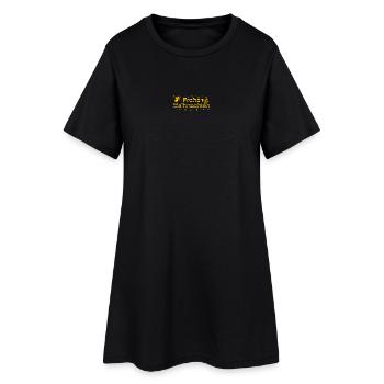 Frohe Weihnachten gelber Text mit Sternen Engeln - Frauen T-Shirt-Kleid - Schwarz - Vorne