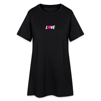 Love Love Heart Heart Handwriting White Brush - Women’s T-Shirt Dress - black - Front