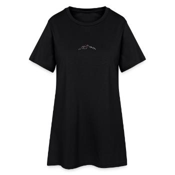 Minimal Mountain Line with Red Sun - Women’s T-Shirt Dress - black - Front