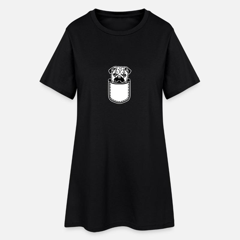 Mops - Frauen T-Shirt-Kleid - Schwarz