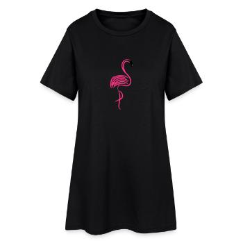 Flamingo Geschenk - Frauen T-Shirt-Kleid - Schwarz - Vorne