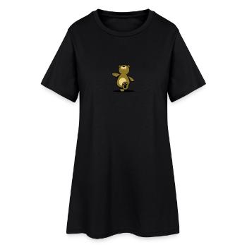 Teddybär wandern gehen - Frauen T-Shirt-Kleid - Schwarz - Vorne