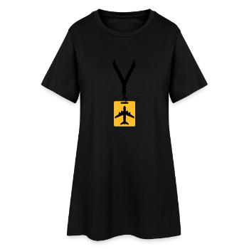 badge ligne avion avion mouche pilote vol voyage j - Robe T-shirt Femme - noir - Devant