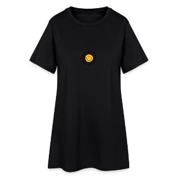 Beau soleil avec le visage souriant - Robe T-shirt Femme - noir - Devant