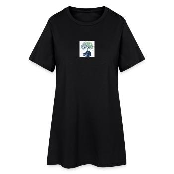 Sleeper cat under tree swirl - Women’s T-Shirt Dress - black - Front