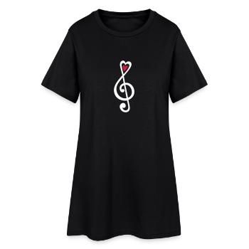Musique, notes, coeur, classique, clef sol, Choir, - Robe T-shirt Femme - noir - Devant