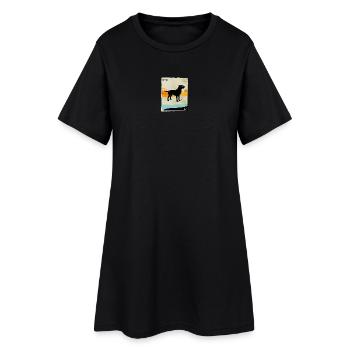 Sonnenuntergangs-labrador mit Brille - Frauen T-Shirt-Kleid - Schwarz - Vorne