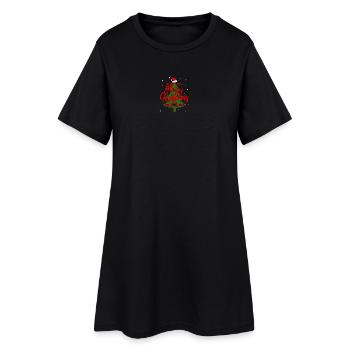 Froher Weihnachtsbaum Jubel - Frauen T-Shirt-Kleid - Schwarz - Vorne