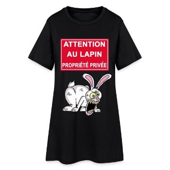 Attention au lapin blanc - Robe T-shirt Femme - noir - Devant