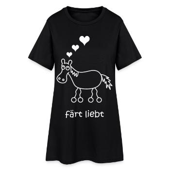 färt liebt, Liebe, Pferd verliebt, Herzen, Herz - Frauen T-Shirt-Kleid - Schwarz - Vorne