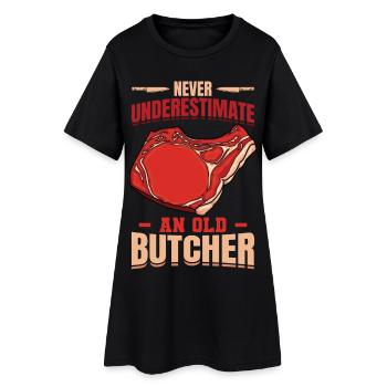 Ne sous-estimez jamais un vieux boucher - Robe T-shirt Femme - noir - Devant
