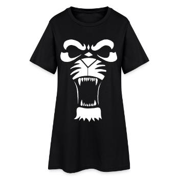 Lion ou tigre prédateur (blanc) - Robe T-shirt Femme - noir - Devant