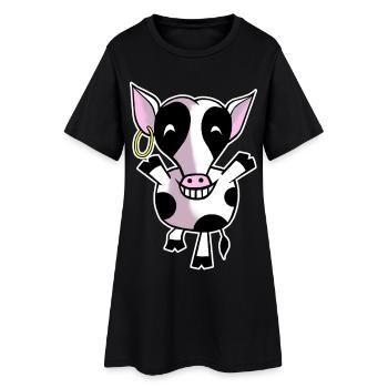 Vache heureuse - Robe T-shirt Femme - noir - Devant