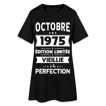 50. Geburtstag - Oktober 1975 Perfektion - Frauen T-Shirt-Kleid - Schwarz - Vorne