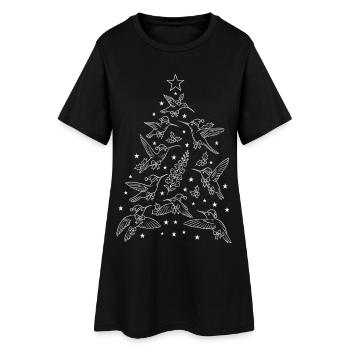 Christmas Hummingbirds Tree - Women’s T-Shirt Dress - black - Front
