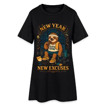 Nouvel An – La paresse trouve des excuses - Robe T-shirt Femme - noir - Devant