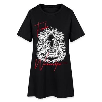 Scène de la crèche de Noël Noir Blanc - Robe T-shirt Femme - noir - Devant