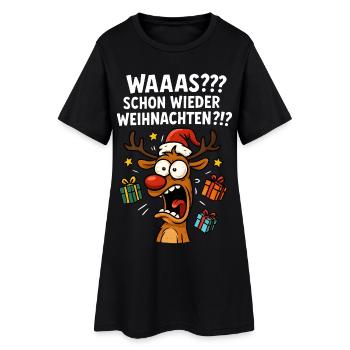 Rentier Weihnachten lustig witzig verrückt genervt - Frauen T-Shirt-Kleid - Schwarz - Vorne