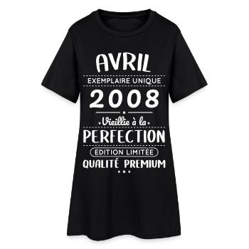 18. Geburtstag – April 2008 Perfektion - Frauen T-Shirt-Kleid - Schwarz - Vorne