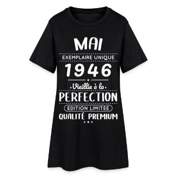Anniversaire 80 ans - Mai 1946 Perfection - Robe T-shirt Femme - noir - Devant