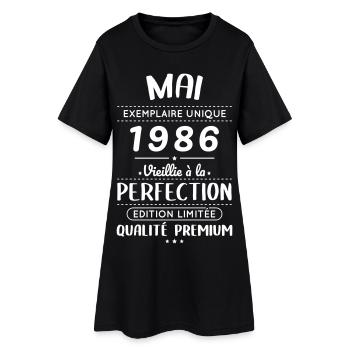 Anniversaire 40 ans - Mai 1986 Perfection - Robe T-shirt Femme - noir - Devant