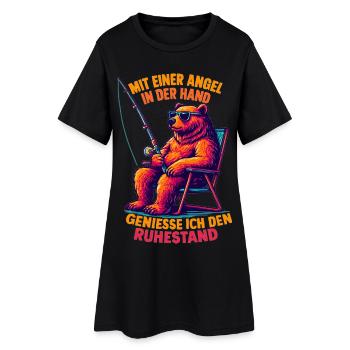 Angler Ruhestand: Cooler Bär mit Sonnenbrille - Frauen T-Shirt-Kleid - Schwarz - Vorne